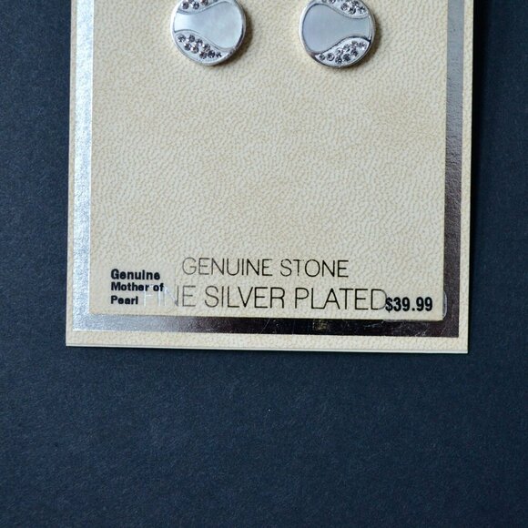 American Classic Genuine Mother of Pearl Silver Plated Drop Earrings New - Picture 3 of 5